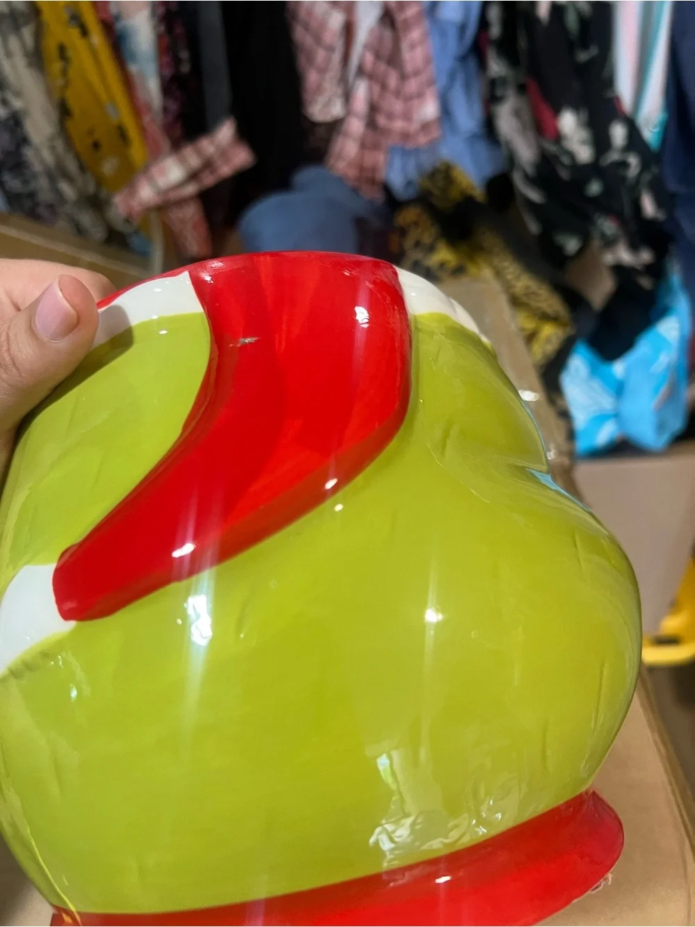 Grinch Ceramic Cookie Jar - Red & Green Holiday Treat Storage